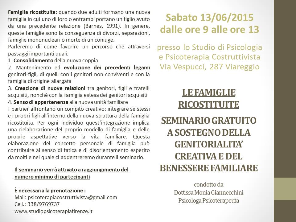 Seminario gratuito "Le famiglie ricostituite" - 13/06/2015