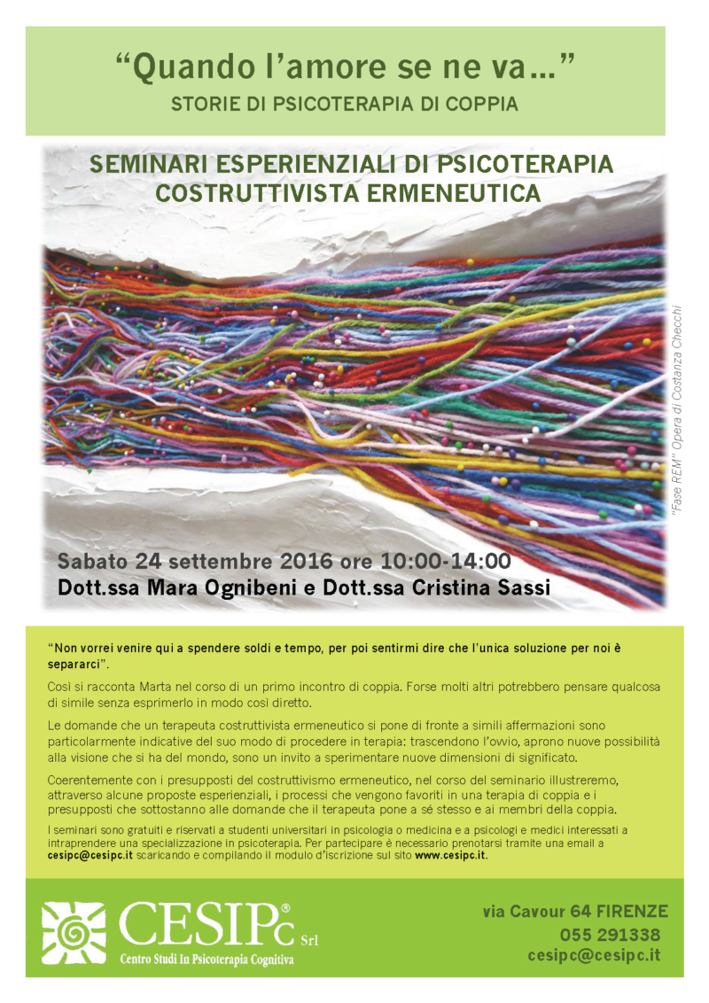 Volantino Seminario "Quando l'amore se ne va" - Cesipc, 24 Settembre 2016