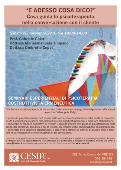 Volantino seminario "E adesso cosa dico?" - Cesipc, 26 Novembre 2016